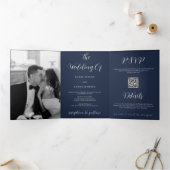 写真モダンネイビーブルーオールインワン結婚ズ 三つ折りプログラム (内部)