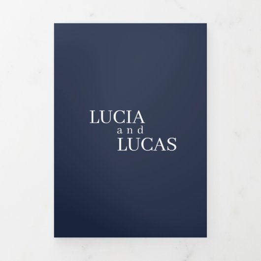 写真モダンネイビーブルーオールインワン結婚ズ 三つ折りプログラム (カバー)