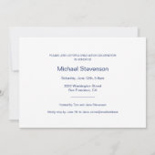 写真モダンネイビーブルー卒業パーティー3 招待状 (裏面)