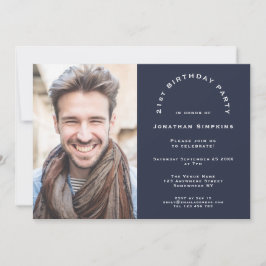 写真モダンネイビー男性21歳の誕生日パーティー 招待状