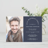 写真モダンネイビー男性21歳の誕生日パーティー 招待状 (スタンド正面)