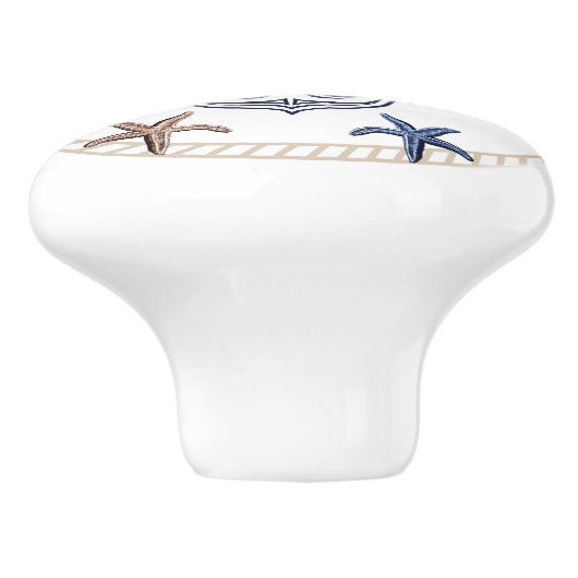 写真モダンネイビー航海のブルーホワイトタンスターフィッシュ セラミックノブ (側面)