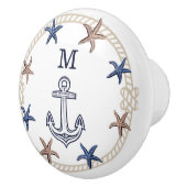 写真モダンネイビー航海のブルーホワイトタンスターフィッシュ セラミックノブ (右)