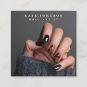 写真モダンネイルアーティスト美しいサロンQRコード スクエア名刺 (正面)