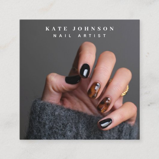 写真モダンネイルアーティスト美しいサロンQRコード スクエア名刺 (正面)