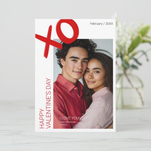 写真モダンハッピーバレンタインデーXO記念日 シーズンカード (スタンド正面)