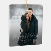 写真モダンハッピーホリデイズファミリー名 セラミックオーナメント (右)