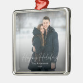 写真モダンハッピーホリデイズファミリー名 メタルオーナメント (左)