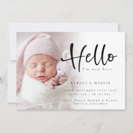 写真モダンハロー新生児ガールピンク誕生Anou 案内状