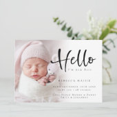 写真モダンハロー新生児ガールピンク誕生Anou 案内状 (スタンド正面)