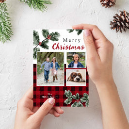 写真モダンバッファローのプレイドクリスマスカード シーズンカード
