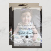 写真モダンバプテスマと最初の誕生日 招待状 (正面/裏面)