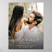 写真モダンバラ金ゴールド書結婚のサイン ポスター (正面)