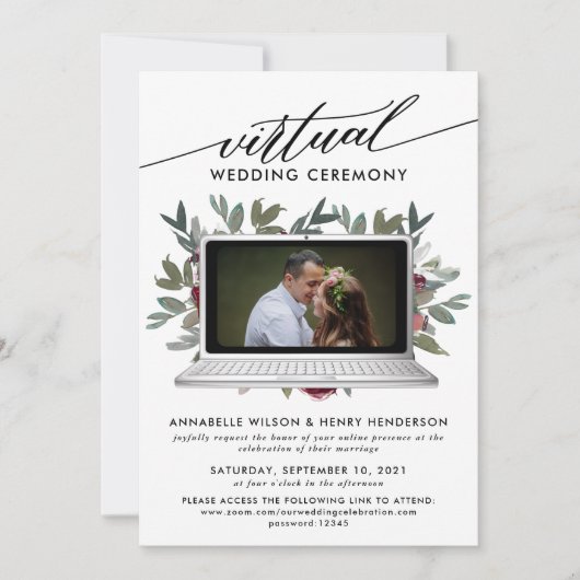 写真モダンバーチャル結婚の式典 招待状 (正面)