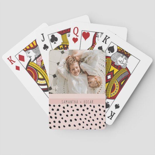 写真モダンパステルピンクパーソナライズされた名ギフト トランプ (裏面)