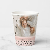 写真モダンパステルピンクパーソナライズされた名ギフト 紙コップ (裏面)