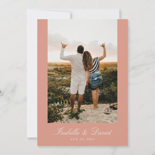 写真モダンパンパスドライド砂漠Invの日付を保存 招待状 (裏面)