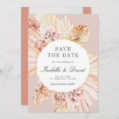 写真モダンパンパスドライド砂漠Invの日付を保存 招待状 (正面/裏面)