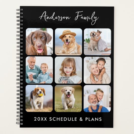 写真モダンパーソナライズされたコラージュのカスタムカレンダー プランナー手帳 (正面)
