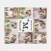 写真モダンパーソナライズされたコラージュ犬の愛人 フリースブランケット (正面(横))