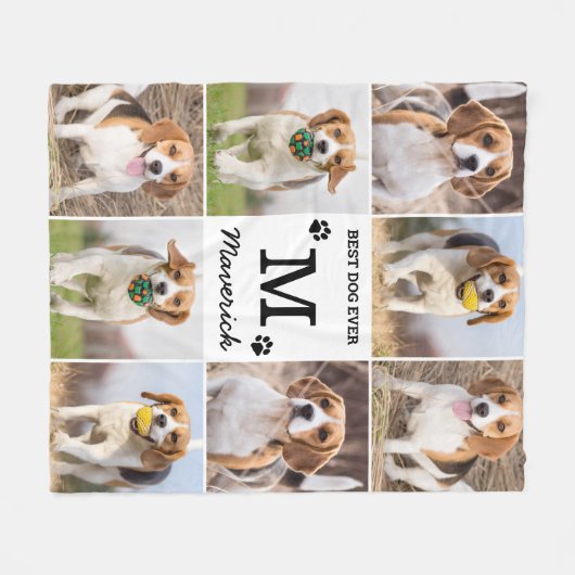 写真モダンパーソナライズされたコラージュ犬の愛人 フリースブランケット (正面(横))