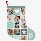写真モダンパーソナライズされたコラージュ記念 スモールクリスマスストッキング (正面)