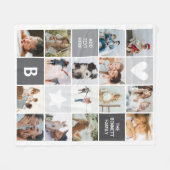 写真モダンパーソナライズされたコラージュ記念 フリースブランケット (正面(横))