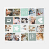 写真モダンパーソナライズされたコラージュ記念 フリースブランケット (正面(横))