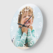 写真モダンパーソナライズされた名 ラージ壁時計 (傾斜)