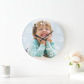 写真モダンパーソナライズされた名 ラージ壁時計 (ホーム)