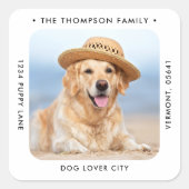 写真モダンパーソナライズされた差出人住所 スクエアシール (正面)