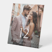 写真モダンパーソナライズされた表の番号 台座サイン (正面)