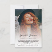 写真モダンパーソナライズされた記念サンキューカード サンキューカード (正面)