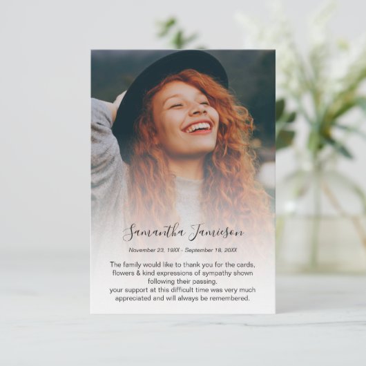 写真モダンパーソナライズされた記念サンキューカード サンキューカード (スタンド正面)