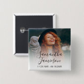 写真モダンパーソナライズされた記念ボタン 缶バッジ (正面&裏面)