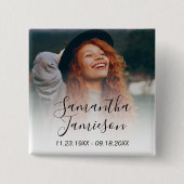 写真モダンパーソナライズされた記念ボタン 缶バッジ (正面)