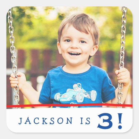 写真モダンパーソナライズされた誕生日 スクエアシール (正面)