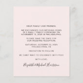 写真モダンピンクの結婚式レセプション日付を保存 (裏面)