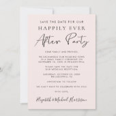 写真モダンピンクの結婚式レセプション日付を保存 案内状 (正面)