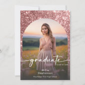 写真モダンピンクグリッター卒業発表 招待状 (正面)