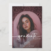 写真モダンピンクマンダラ卒業発表 招待状 (正面)