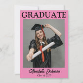 写真モダンピンク卒業発表 招待状 (正面)