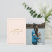 写真モダンピンク婚約パーティ招待 サンキューカード (スタンド正面)