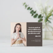 写真モダンファースト聖餐式引用文招待状 ポストカード (スタンド正面)