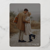 写真モダンフォイル結婚式の日付カードを保存 箔招待状 (裏面)