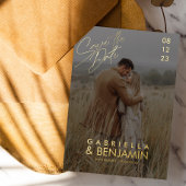 写真モダンフォイル結婚式の日付カードを保存 箔招待状