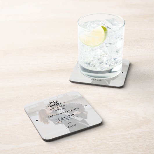 写真モダンフリー飲み物の結婚式の日付を保存 コースター (右側)