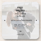 写真モダンフリー飲み物の結婚式の日付を保存 コースター (正面)