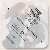写真モダンフリー飲み物の結婚式の日付を保存 コースター (正面)