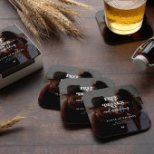 写真モダンフリー飲み物の結婚式の日付を保存 スクエアペーパーコースター